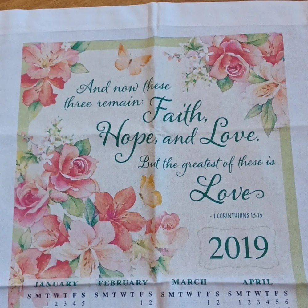 Calendar towel 2019 faith hope love